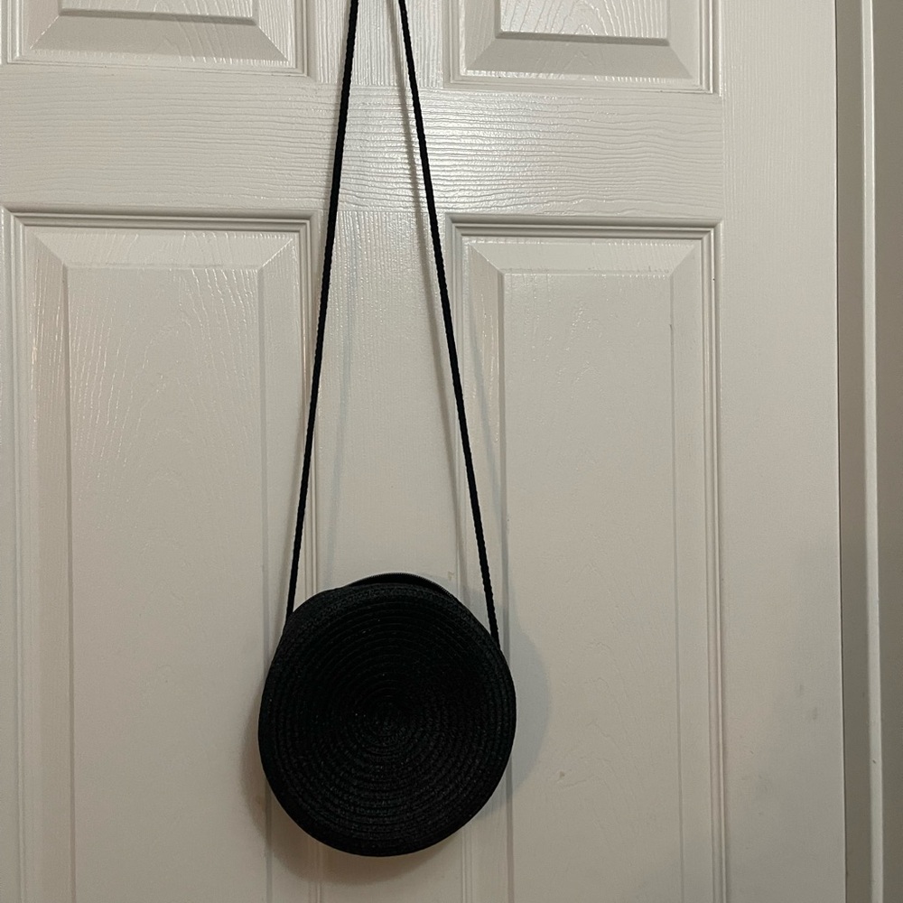 Black straw bag